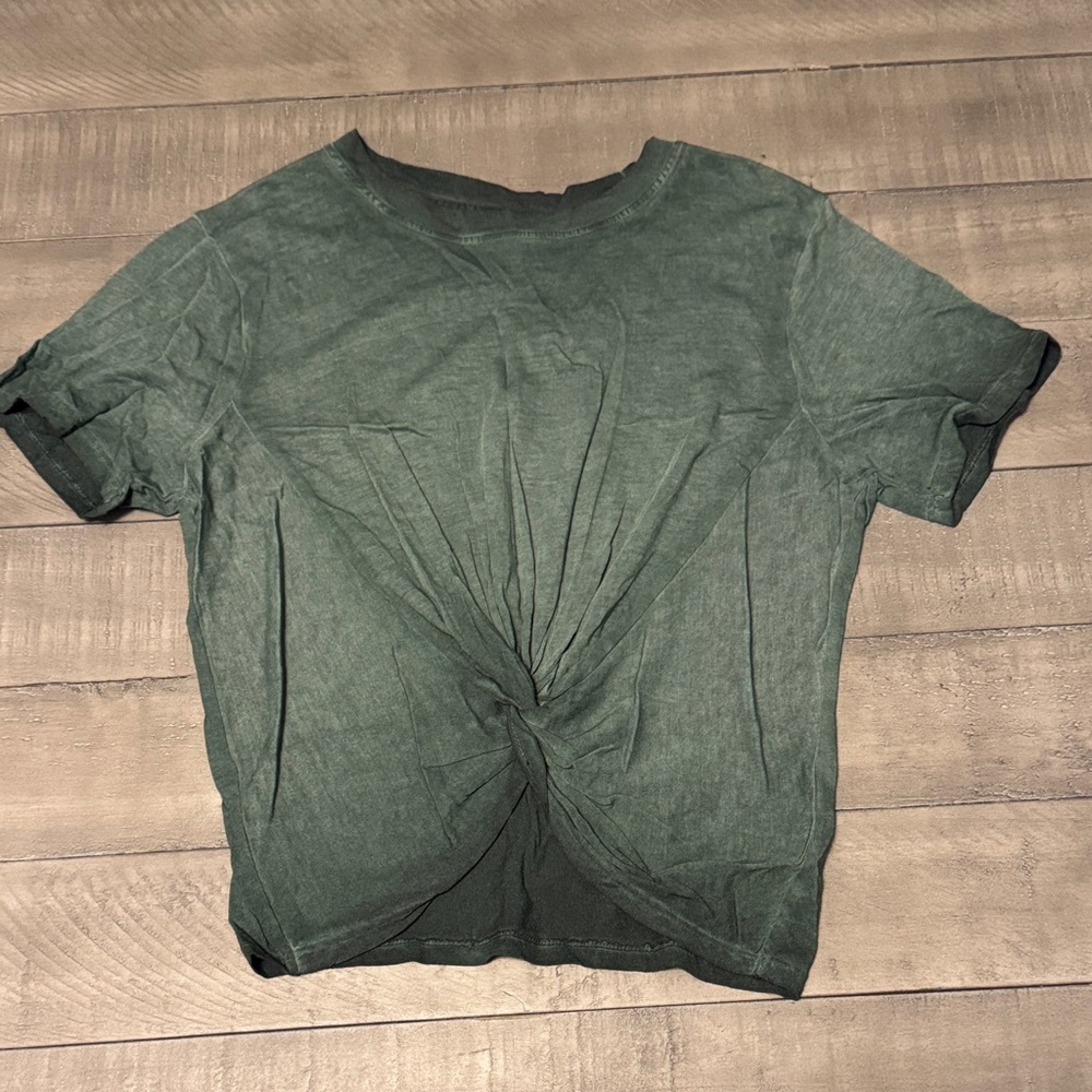 Mono B Olive Twist Front Short Sleeve Tee